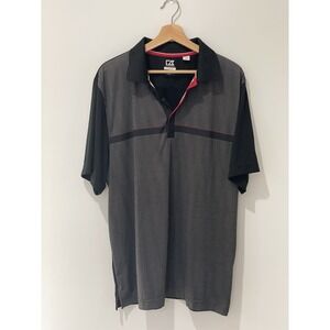 Cutter & Buck CB DryTec Polo Golf Shirt Men's XL Black Findlay CC Logo On Sleeve